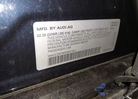 2025 Audi A8 L 55 Tfsi Quattro Tiptronic из США, поврежденный, VIN WAULDAF80SN011541